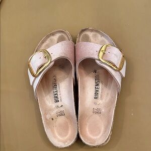 Birkenstock Women's Blush Sandals with Gold Buckle
